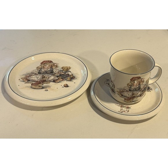 Pfalzkeramik Tea Dessert Set "Nostalgie" Doll Toys Handpainted Speckled Ceramic - Picture 4 of 15